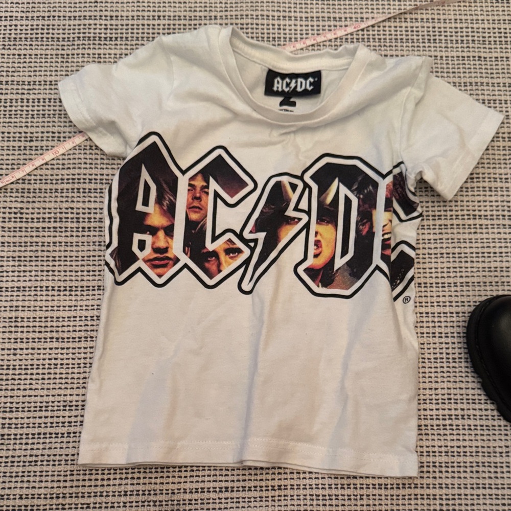 AC/DC Kids White Tee with Graphic Logo